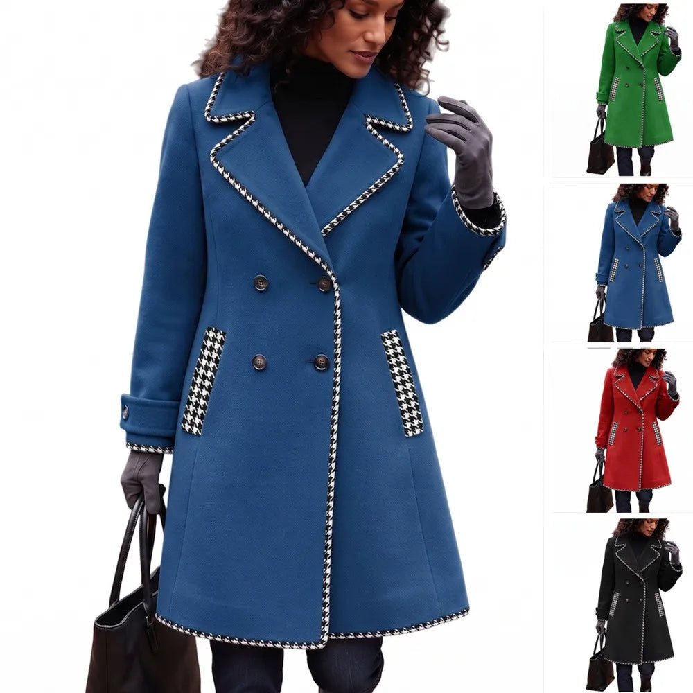 Double Breasted Patchwork Commuter Coat