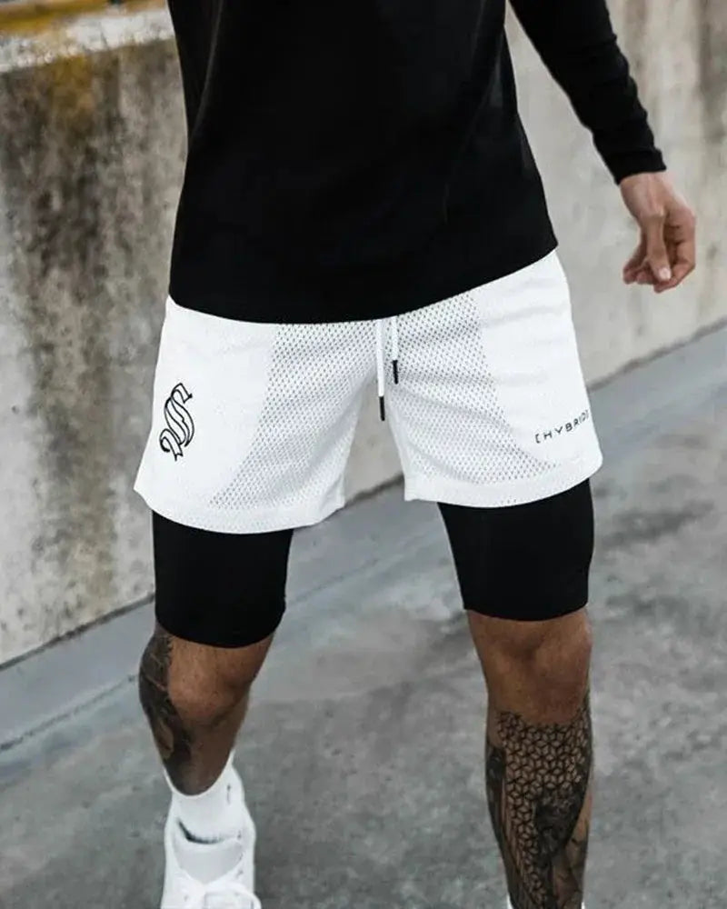 Men's Camouflage 2 In 1 Compression Shorts Running Basketball