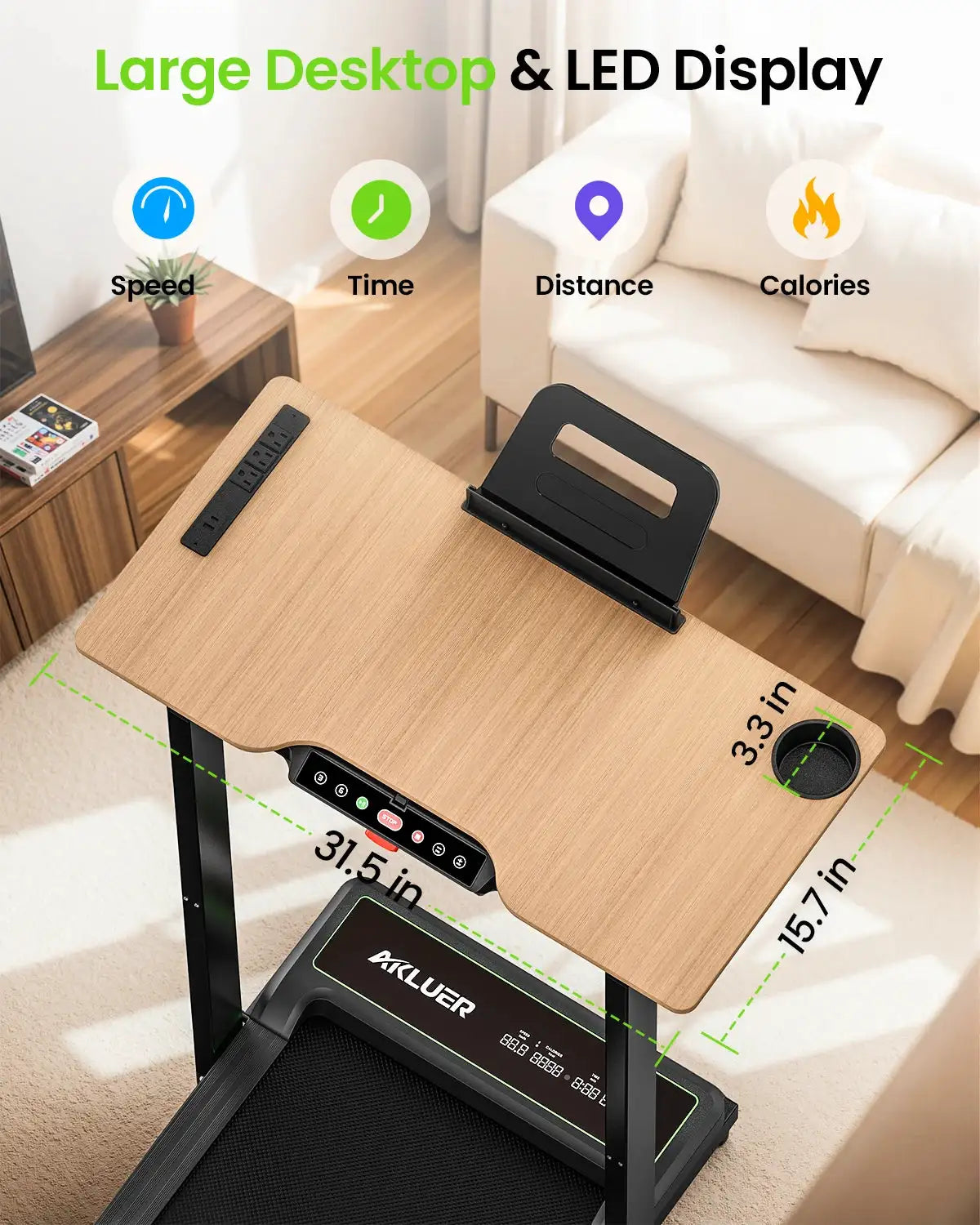 Akluer Walking Pad Treadmill with Desk for Home Office, 3-in-1 Under Desk Treadmill with Adjustable Height Desktop, 2.5HP Silent Motor, 6.2MPH Portable Running Machine 330lbs Capacity