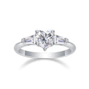 Heart Moissanite Ring in Sterling Silver Baguette