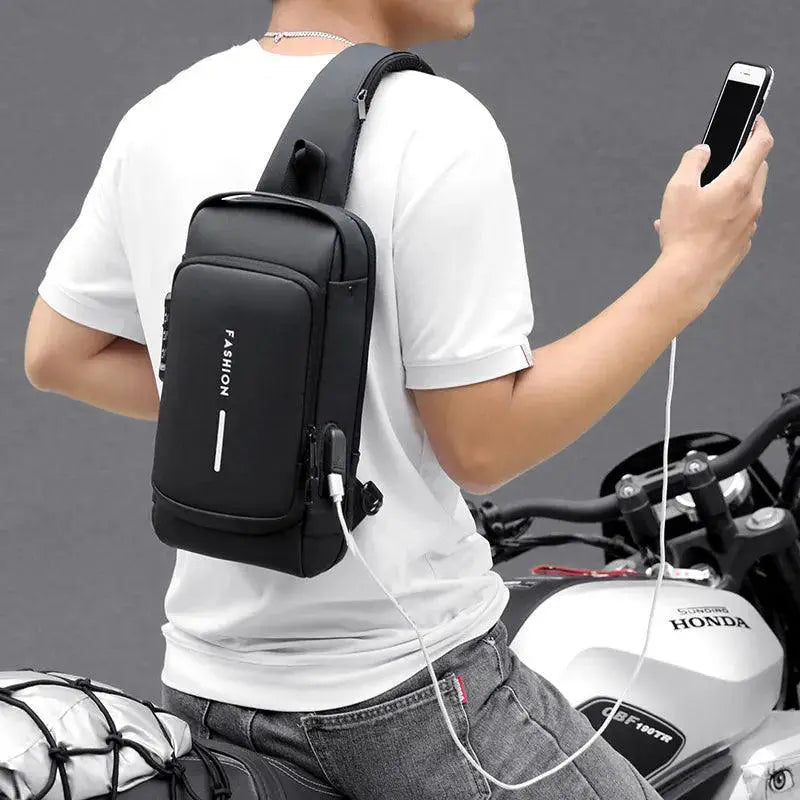 Mens USB Shoulder Bag Anti Theft Travel Organizer Pro