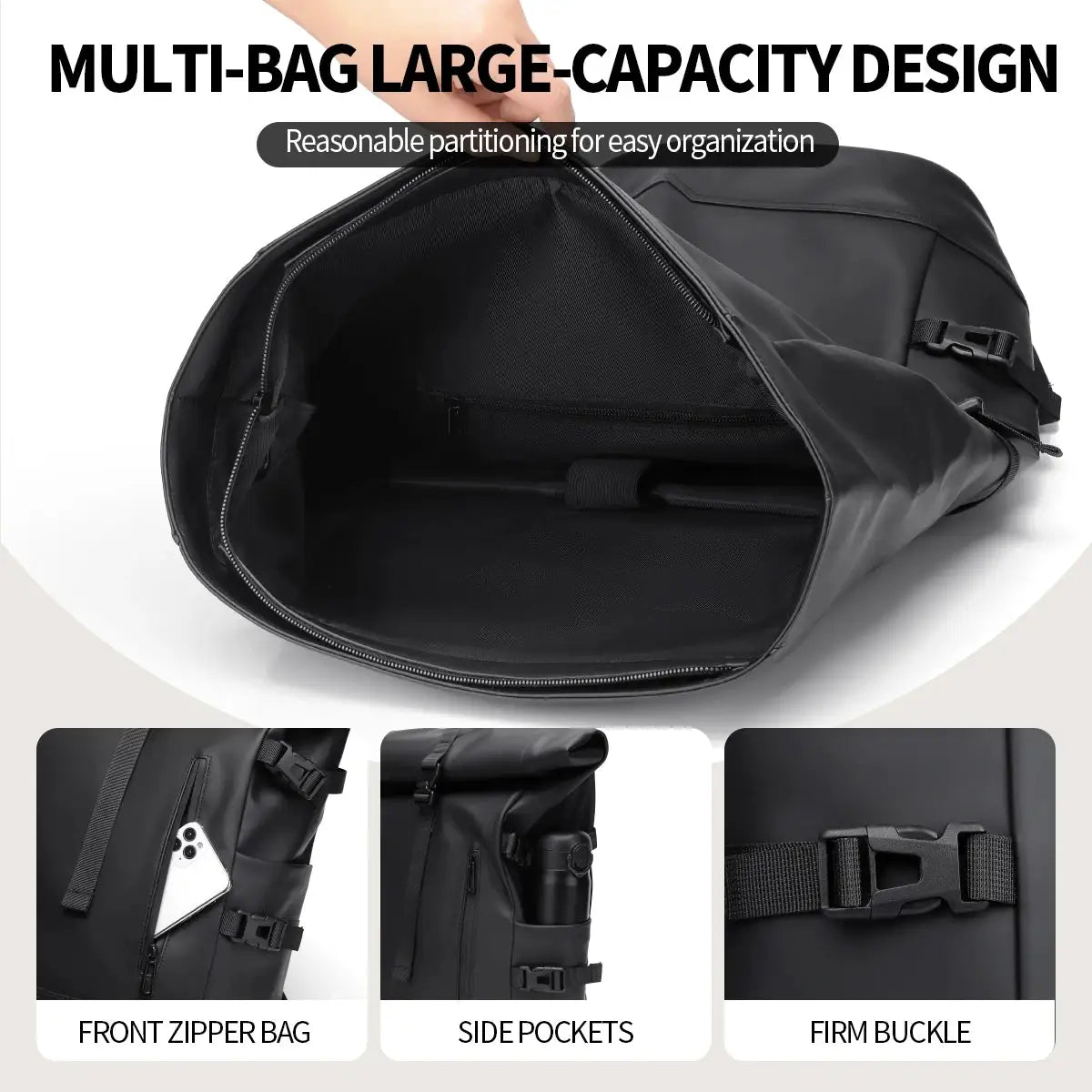 Backpack Men's Commuting Large Capacity Travel Bag 17.3inch Computer Bag Business Backpack College Student School Bag Pu Leather Meeting Business Travel Abroad
