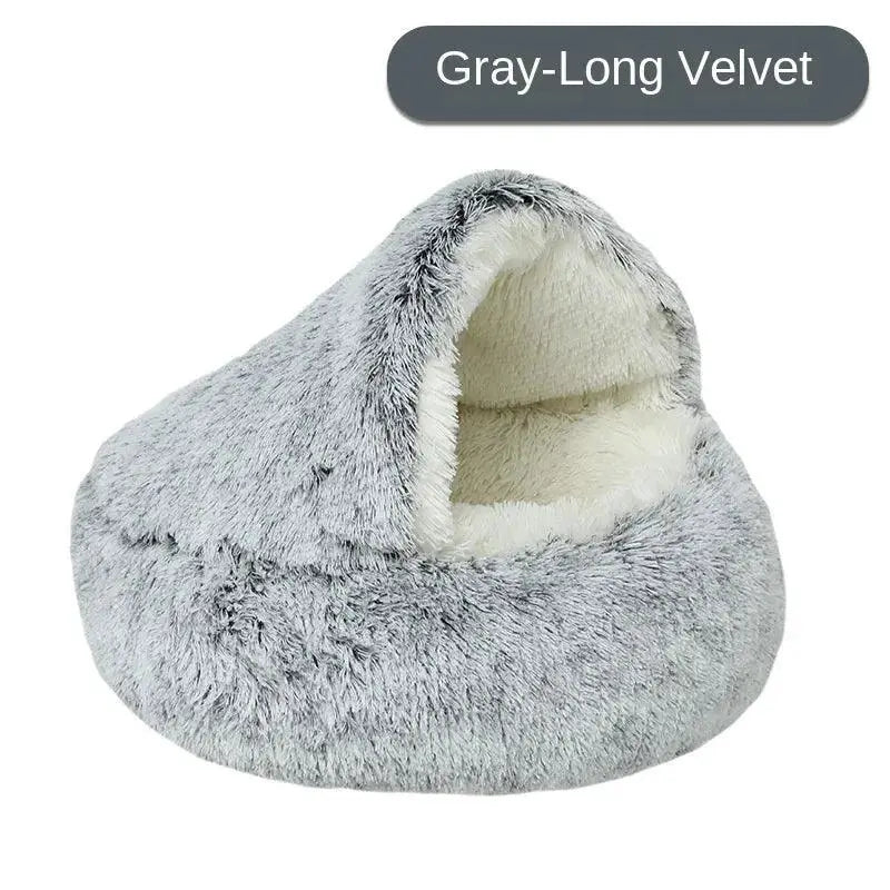 Calming SelfWarming Pet Bed for Cats — Gray-Long velvet