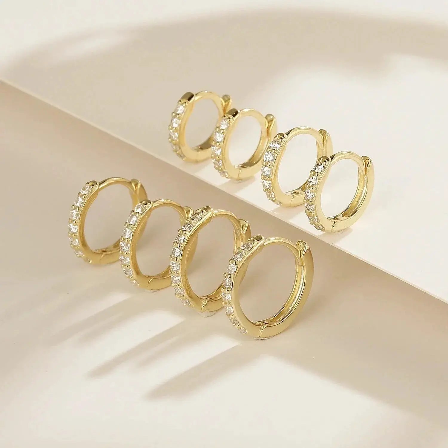 Sterling Silver Hoop Earrings Zircon Chic Circle Design