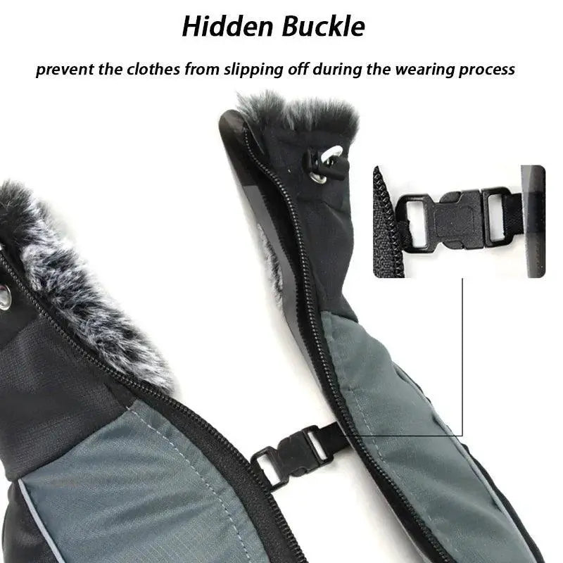Winter Dog Coat With Harness And Furry Collar For Big Breeds