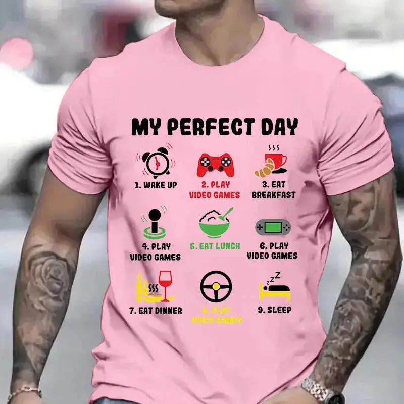 Men's My Perfect Day Gamer Tee Cool Video Game Shirt