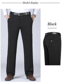 Men's Trousers Summer Thin Business Casual Pants Classic Solid Color Elastic Comfortable Loose Straight