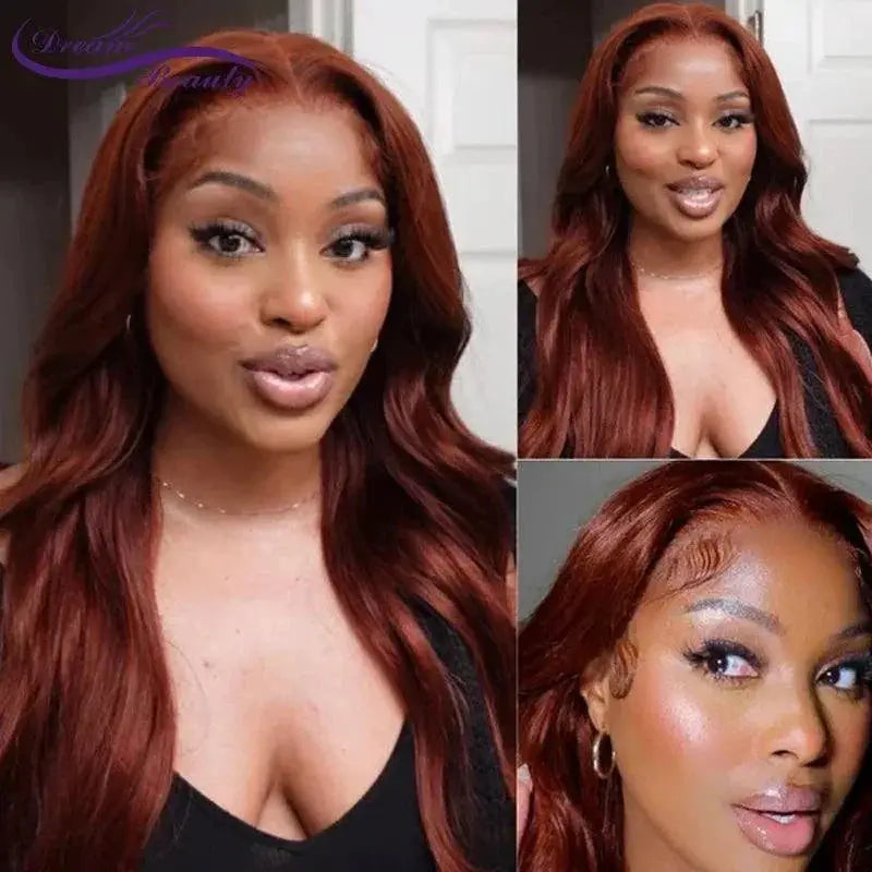 Luxe Reddish Brown Wavy Peruvian Human Hair Wig For Women
