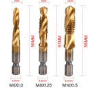 Tap Drill Bit Set Titanium Plated HSS Screw Thread Hex Shank Kit