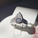 3Ct Pear Moissanite Wedding Ring Set