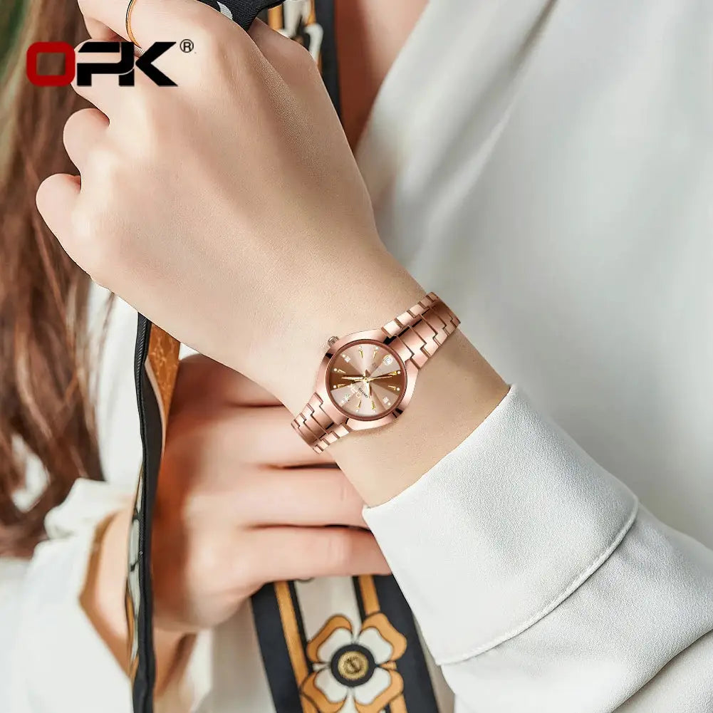 OPK 8105 Women's Watches Luxury Original Wristwatch for Girl Waterproof Luminous Ladies Watch Fashionable Zircon Scale Date