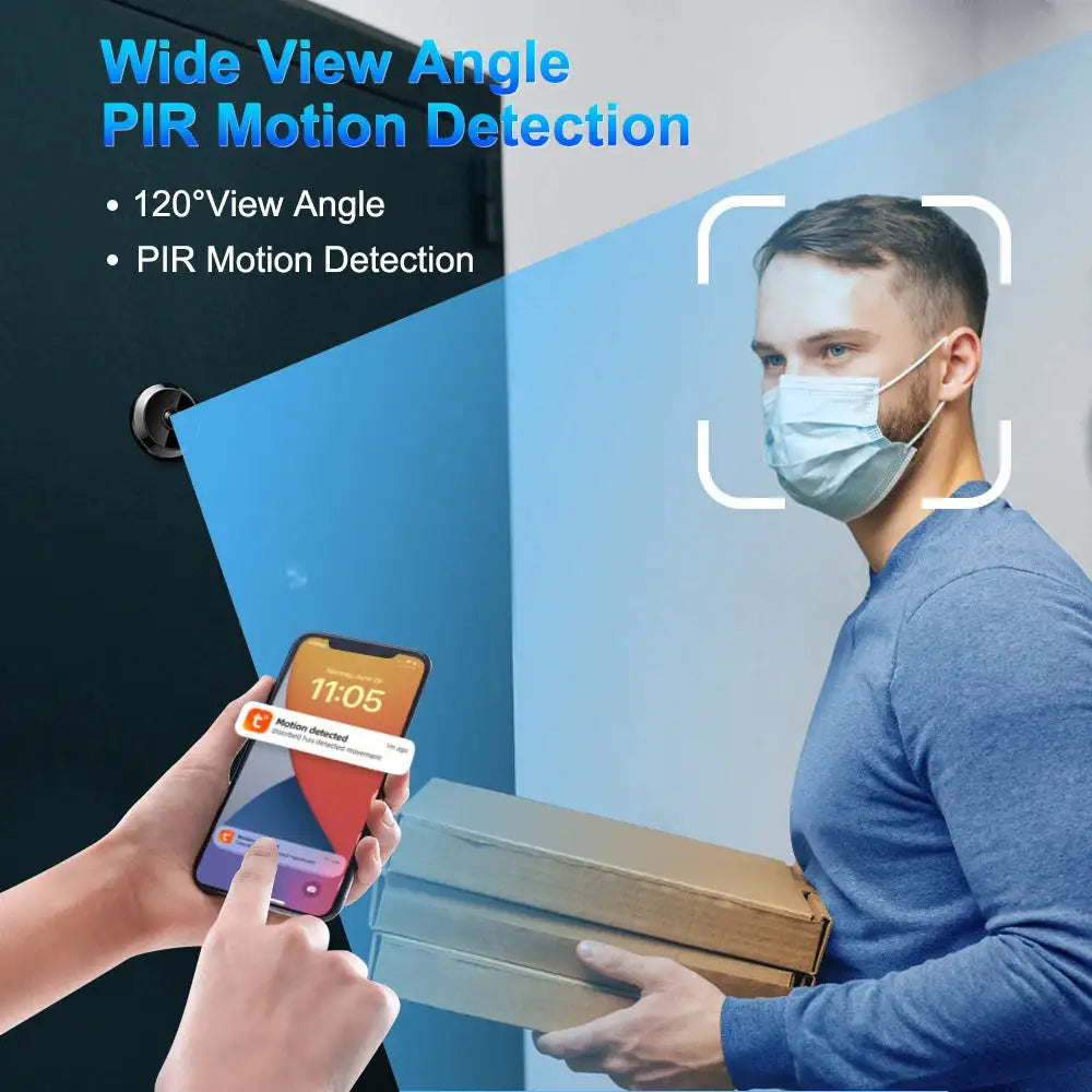 Awapow Tuya Surveillance Door Smart Peephole Camera Visual Intercom Digital Radar Camera Motion Detection Wireless Video Doorbel