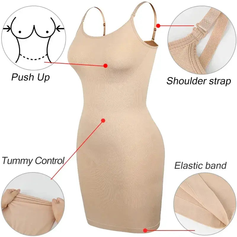 Seamless Womens Tummy Control Full Slip Body Shaper Dress