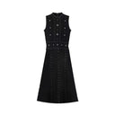 Vintage Black Beaded A-Line Party Dress for Summer Events