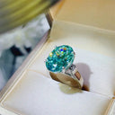 Sterling Silver Green Moissanite Ring