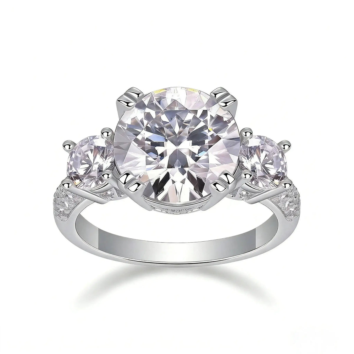 Round Moissanite Ring in Sterling Silver Classic Prong Setting — product view 6