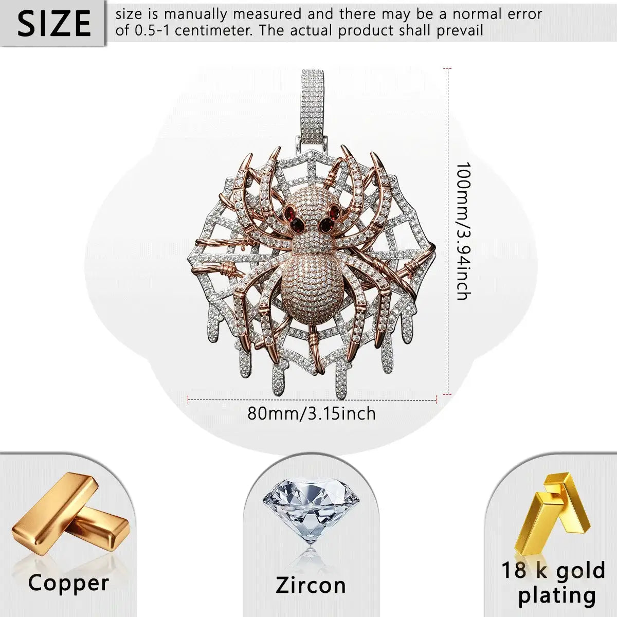 Iced Spider Web Pendant Gold — product image 2