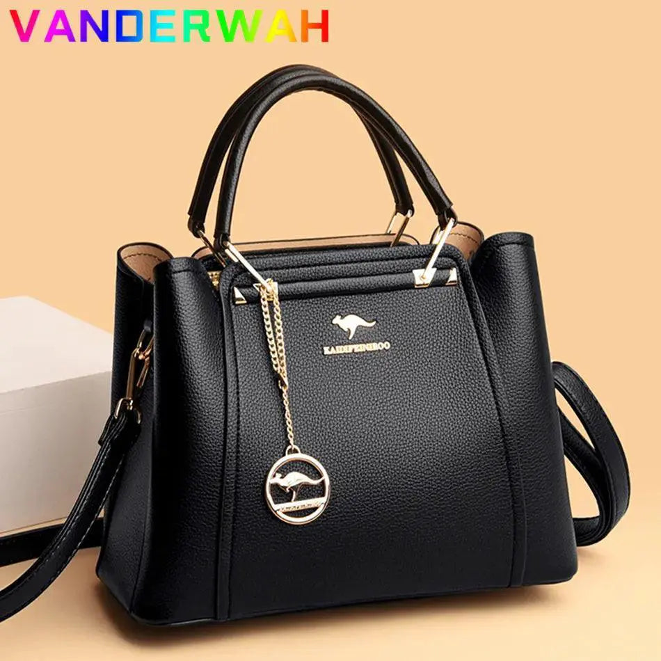 Luxe Leather Kangaroo Pendant Designer Handbag Elegant