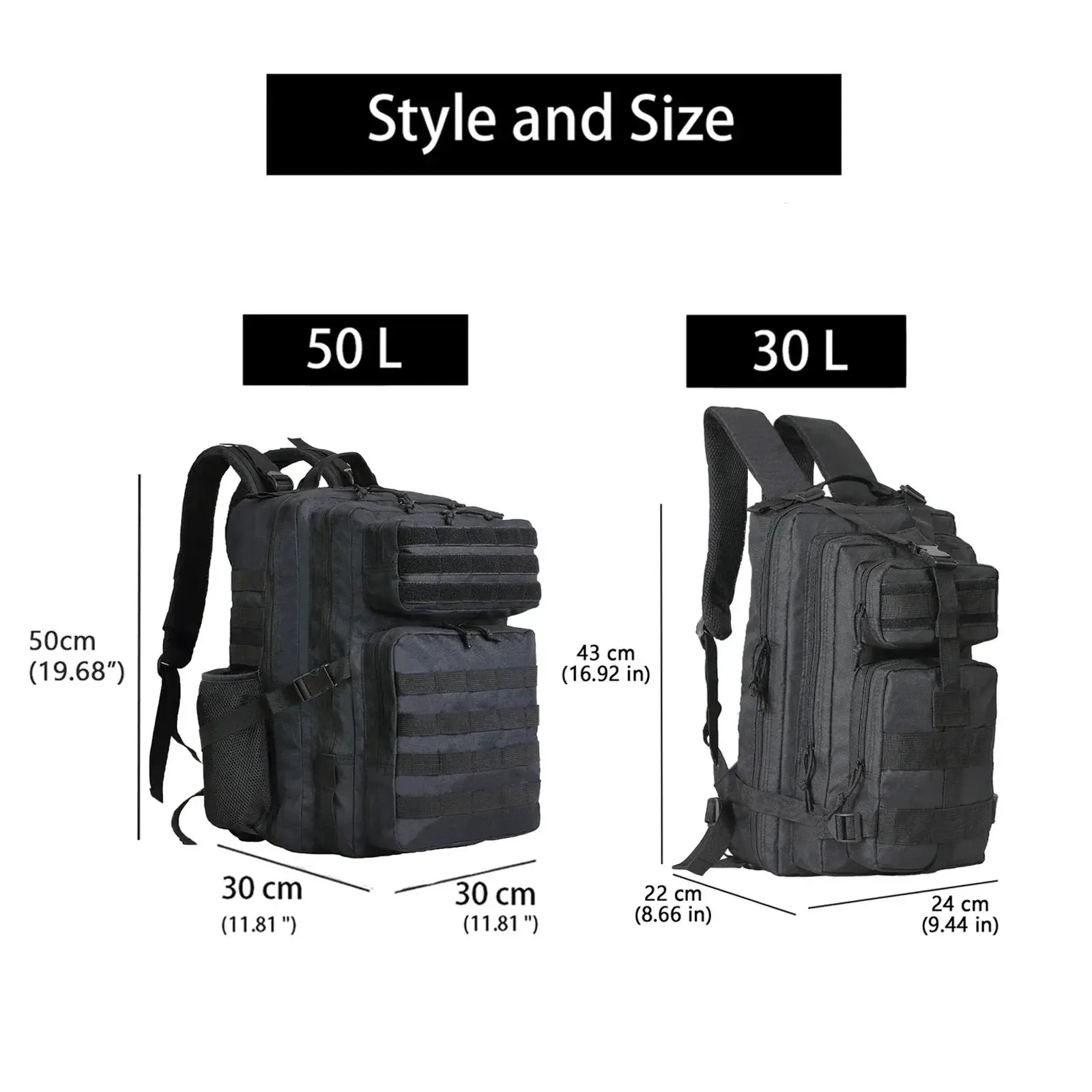 SYZM 50L or 30L Tactical Backpack Bag For Men Outdoor