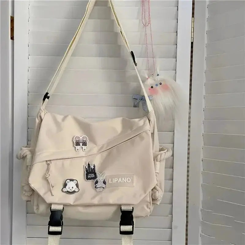 Stylish Nylon Messenger Bag for Teens and Students Carryall