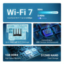 GL.iNet GL-BE6500 (Flint 3e) Dual-band WiFi 7 Home Router for Gaming Wireless Internet Router 5× 2.5G Ports Robust VPN Capabilities,Parental Controls, USB3.0 Qualcomm Quad-core 1.5 GHz, Supports ADGuard Home,OpenVPN,WireGuar