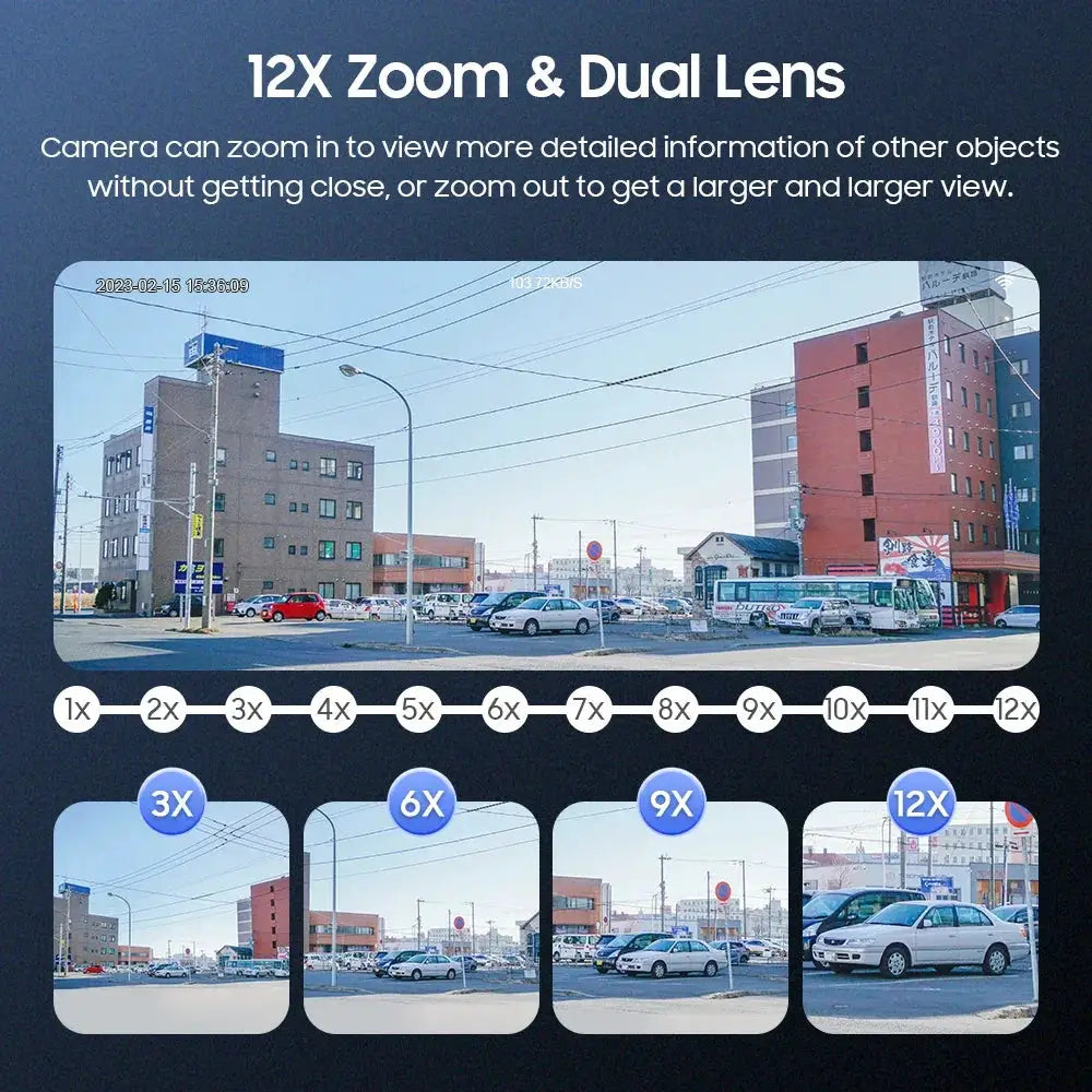 Shiwojia 6MP Solar Camera With 4G Sim Card Outdoor 12X Zoom