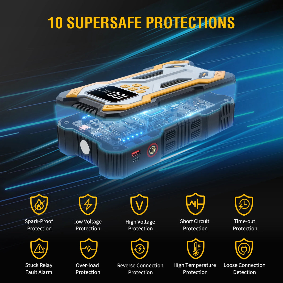Car Jump Starter Portable Outdoor Emergency Power Supply with Air — product view 6