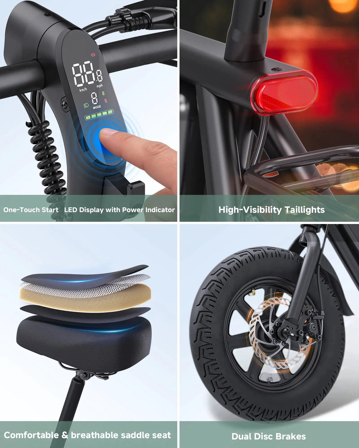 DYU M1 MINI 14x3.0 Fat Tire Folding Electric Bike 19.9MPH 20.5 Mile PAS Range 264LBS Load IP54 Urban Commuter E-Bike