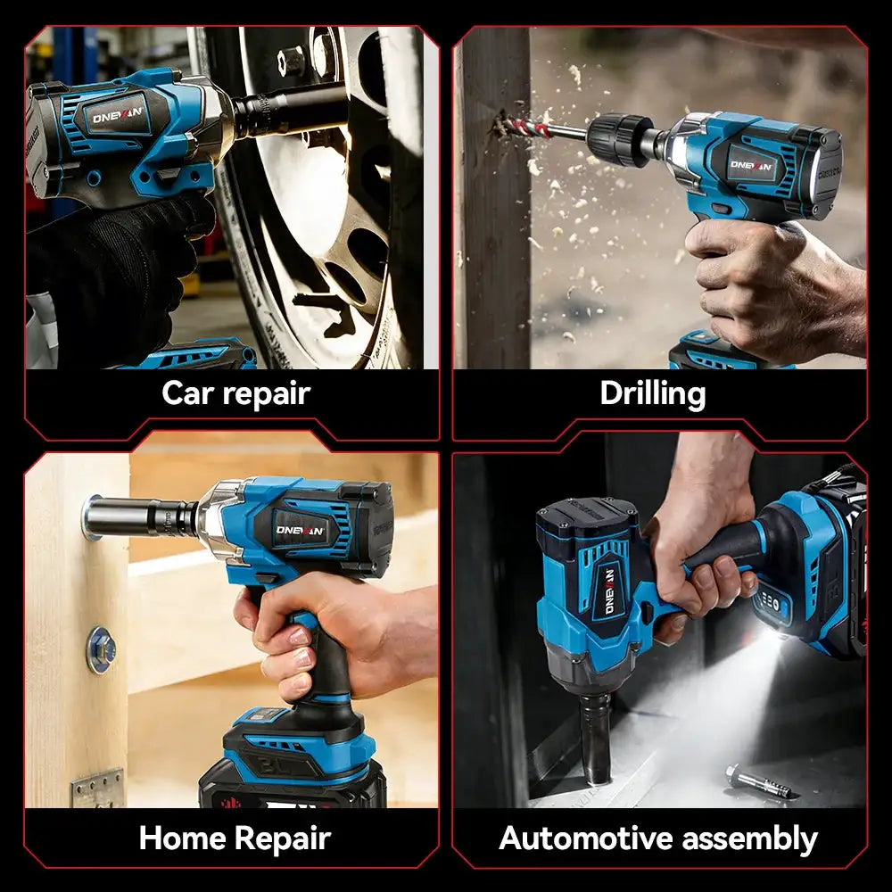 ONEVAN 1200N.M Brushless Electric Impact Wrench 3 Funtion 1/2" Cordless Portable Screwdriver Drill Tools For Makita Battery Pin