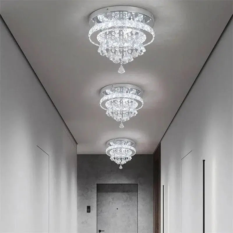 Crystal Chandelier Chrome LED Flush Mount Ceiling Light