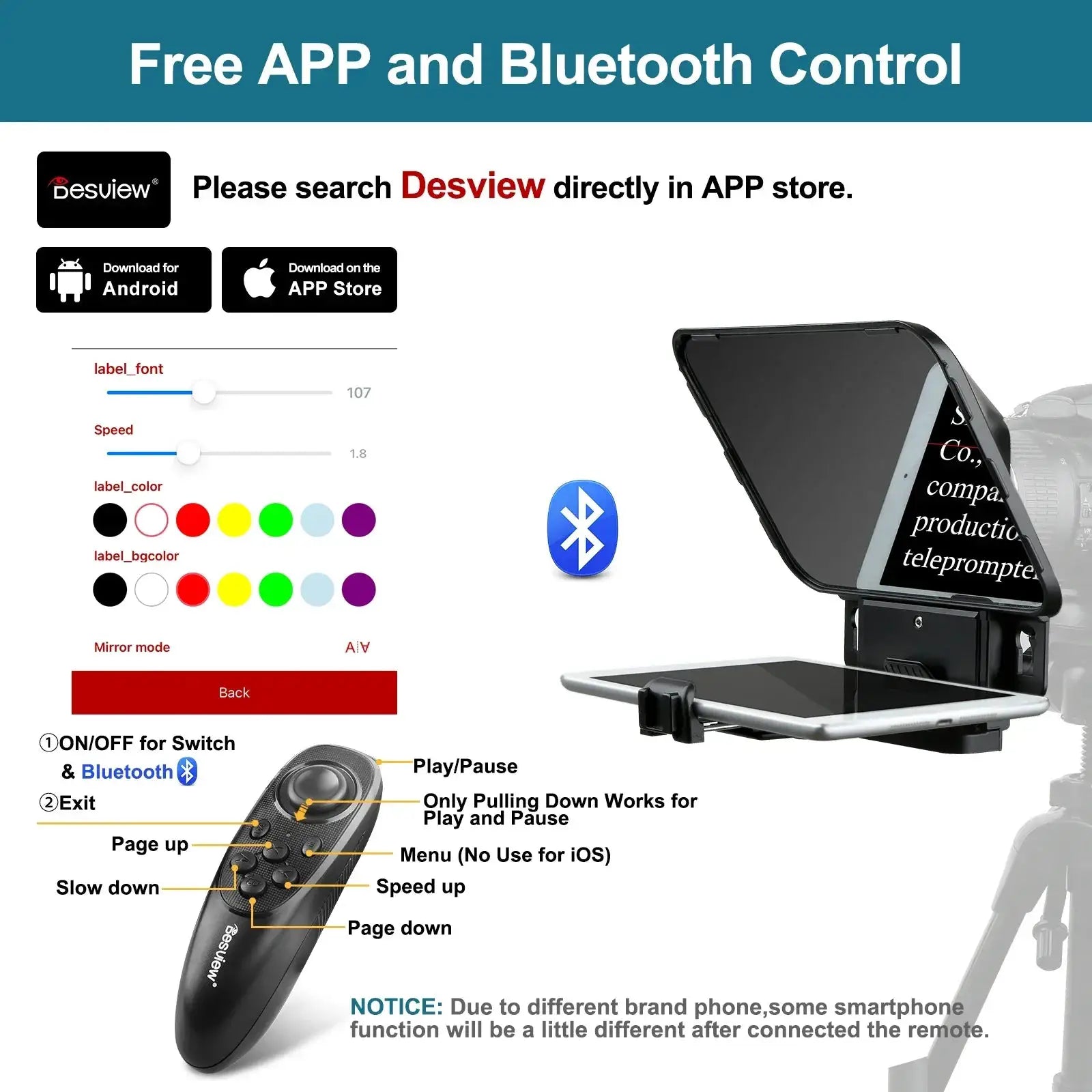 Desview T3 Teleprompter for Smartphone Tablet DSLR Video