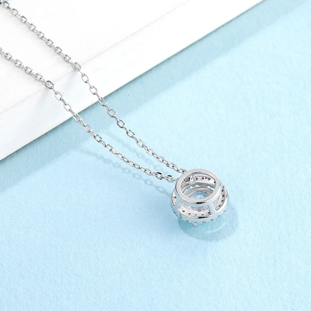 Cross Moissanite Pendant Necklace in Sterling Silver — product view 3