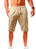 New Men's Cotton Linen Shorts Pants Summer Breathable Trousers