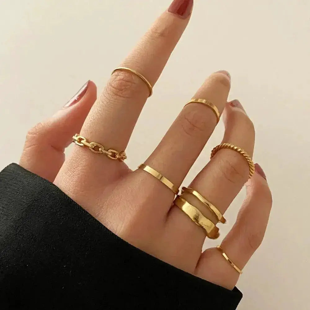 Edgy Geometric Rings Punk Hip Hop Jewelry Collection