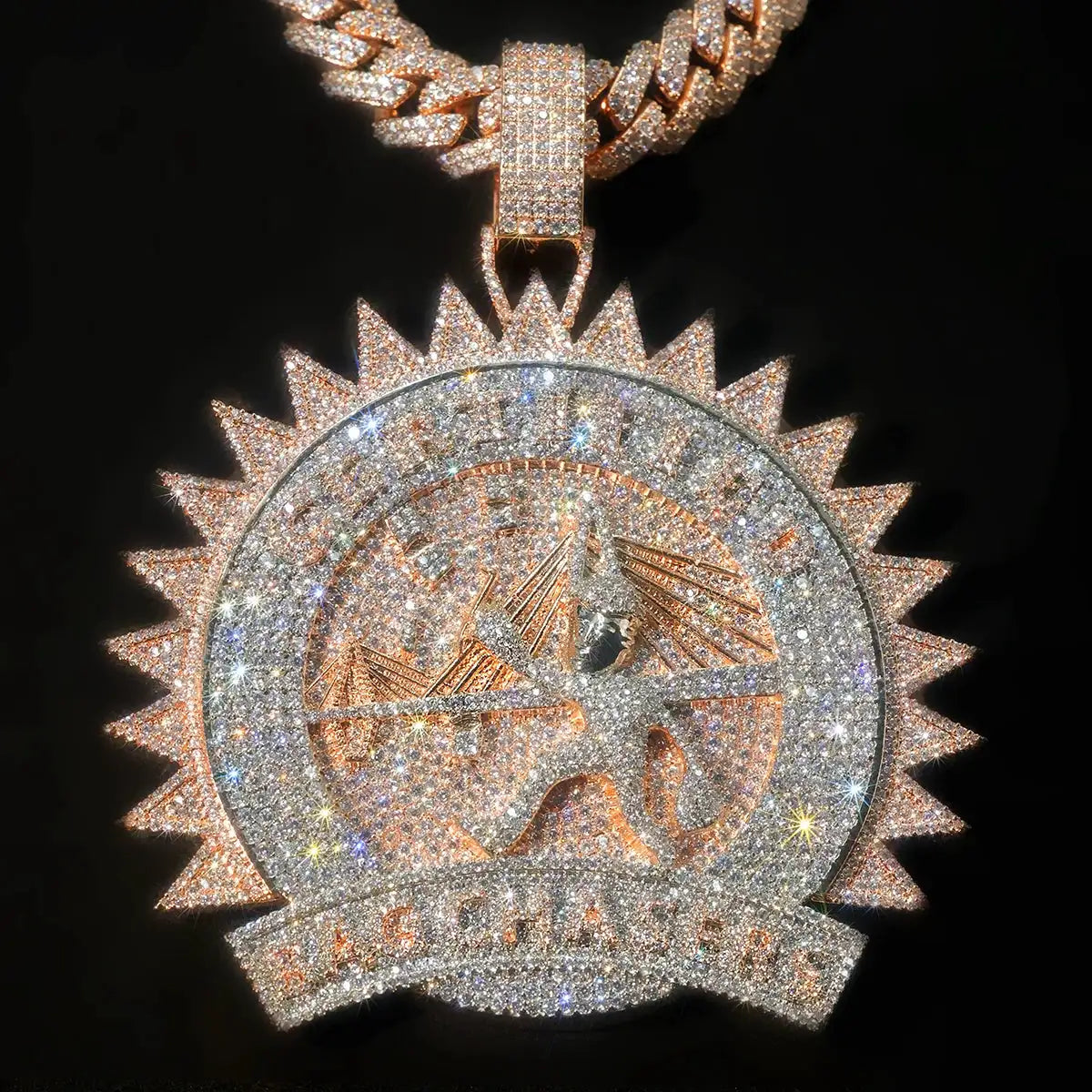 Two Tone Iced Sunburst Pendant — product image 9