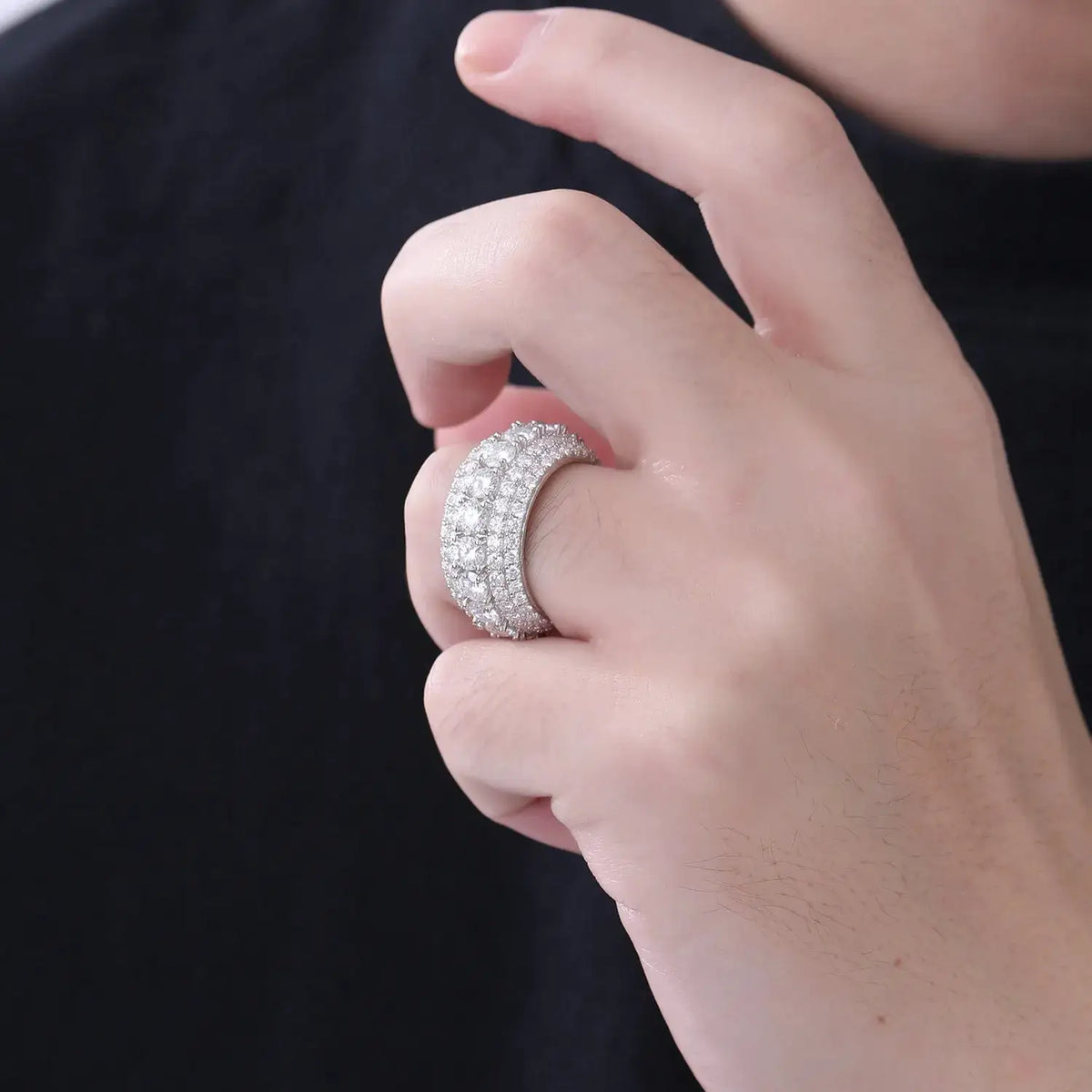 Sterling Silver Gold Plated Moissanite Hip Hop Ring — product image 4
