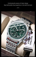 Luxury Mens Chronograph Stainless Steel Watch Date Luminous Waterproof