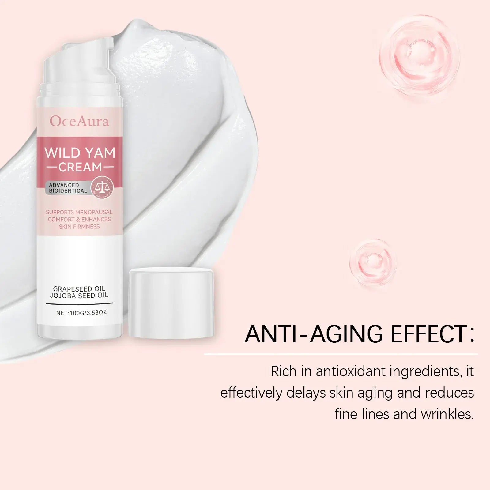Wild Yam Cream For Hormone Balance Menopause Soothing Reduce Hot Flashes Women Body Balance Support Progesterone Relief Cream