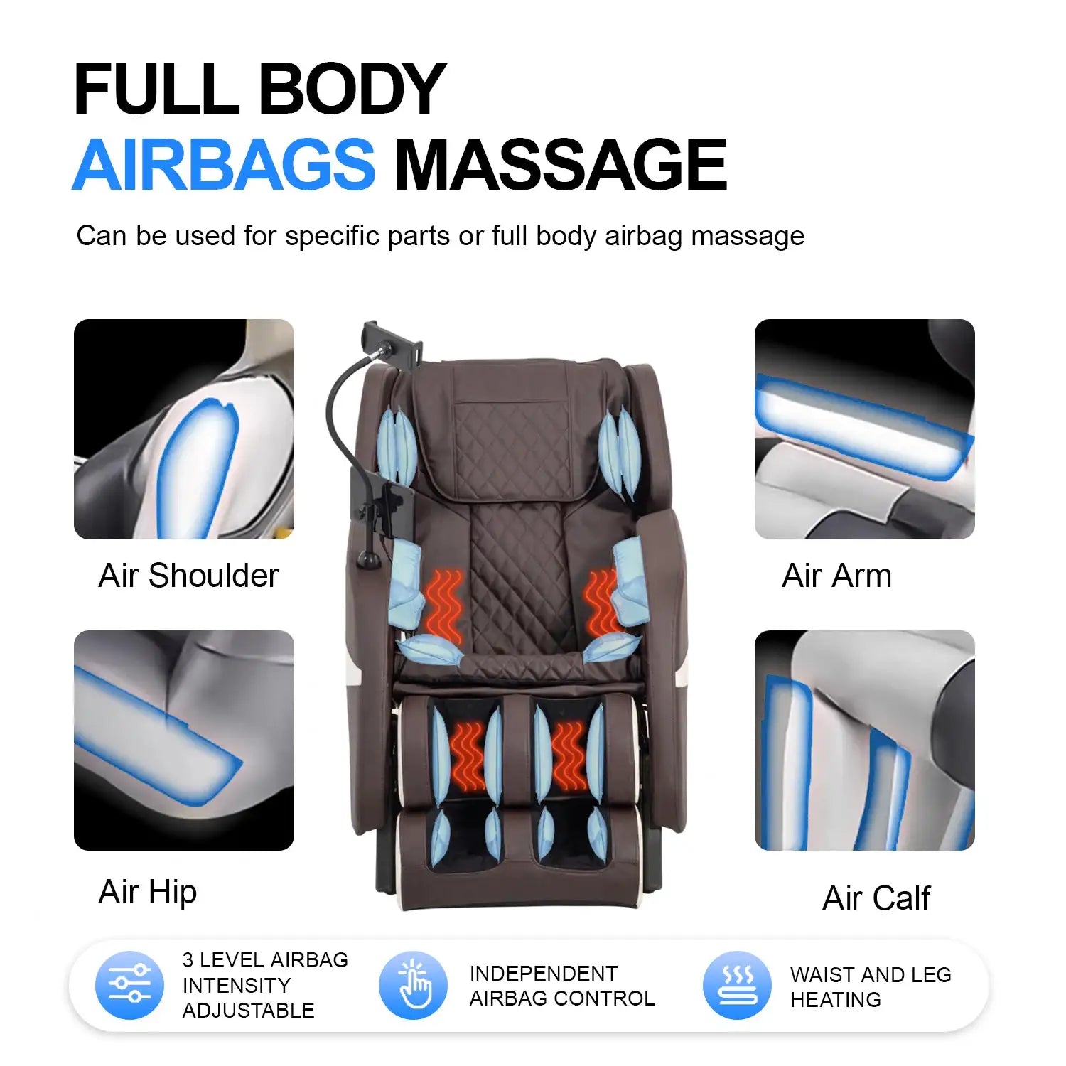 Zero Gravity Massage Chair, Full Body Shiatsu Recliner with Smart Touch Screen, 10 Massage Rollers, Heating & Foot Massage