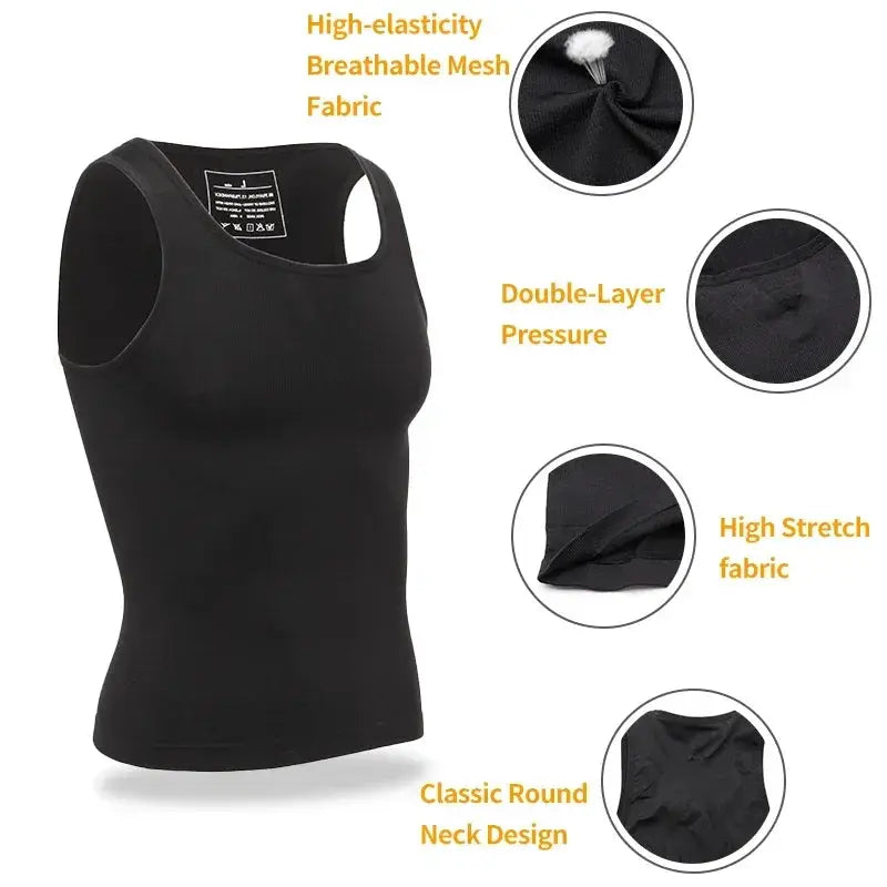 Mens Compression Shapewear Shirt For Gynecomastia Tank Top