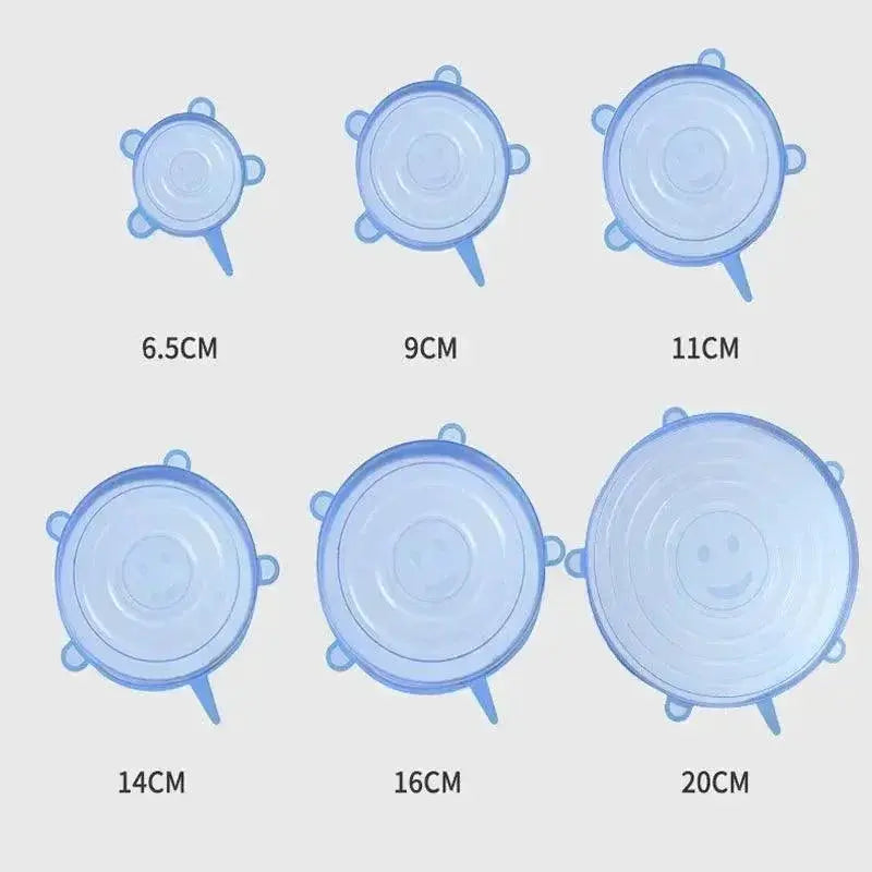 Six Pack Universal Silicone Food Lids Stretchable Covers