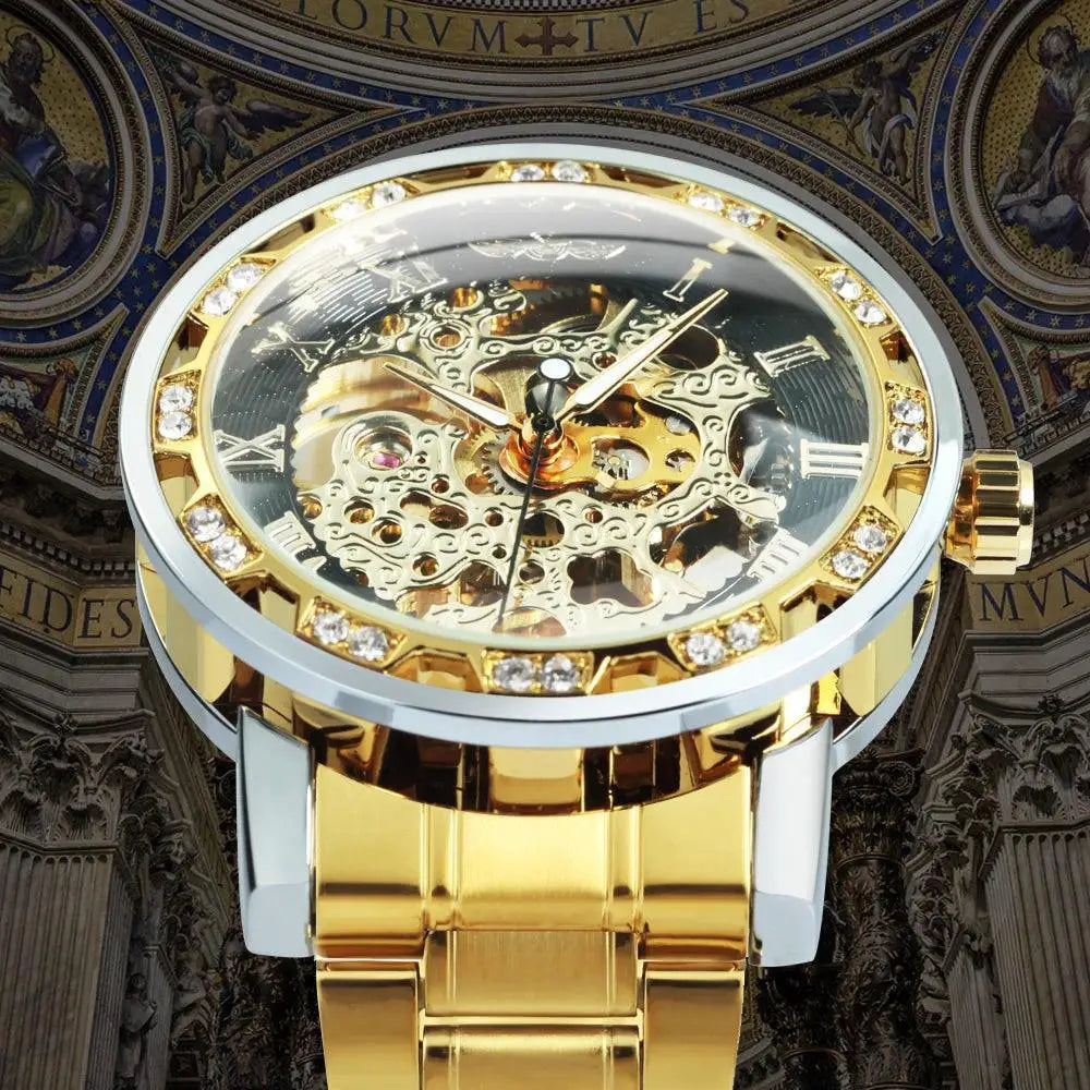 Diamond Skeleton Mechanical Watch Transparent Timepiece