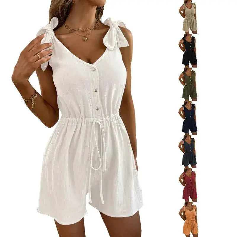 White Summer Jumpsuit Effortless Chic Bodysuit For Women