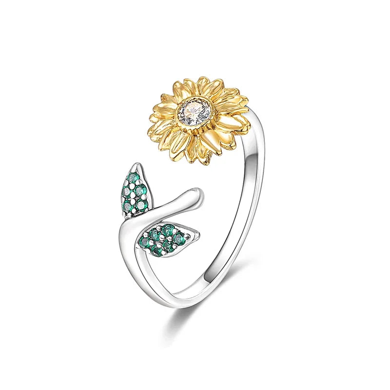 Customized Sunflower Ring Earrings