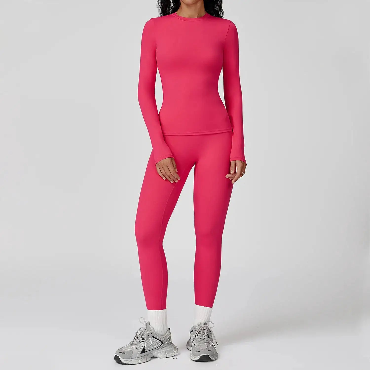 Yoga Set 2PCS Sportswear Sports Suits Women Tracksuits Gym Clothes Workout Legging Fitness Bra Crop Top Long Sleeve Sports Suit