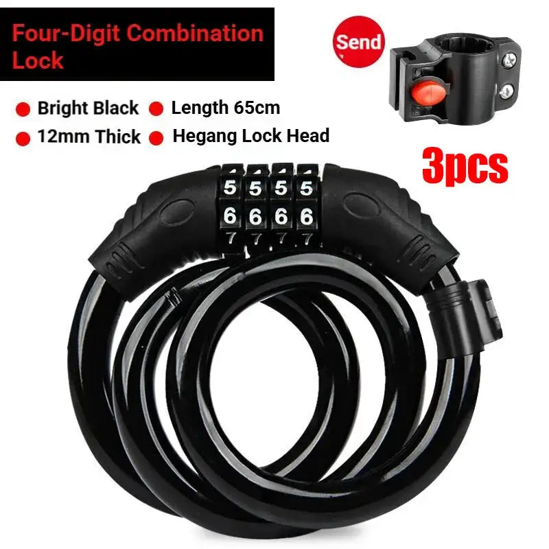 TOSUOD Bicycle Cable Lock MTB Road Bicycle Anti-Theft Four or Five Digit Password Scooter Motorcycle Accessories Bicycle Lock