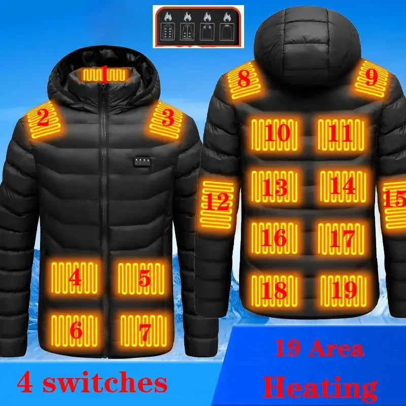 Men Heated Jacket Electric Heating 19 11 9 Areas Warm Coat