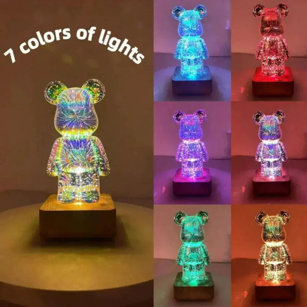 Fireworks Bear Lamp 3D Night Light Colorful Decor For Room