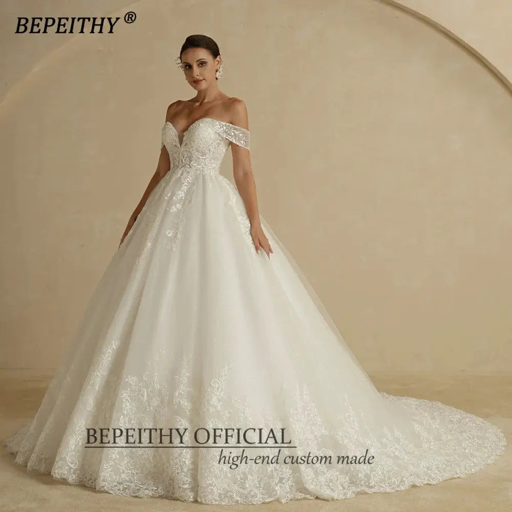 BEPEITHY Customized Princess Sweetheart Wedding Dress For Women Ivory Glitter Sleeveless 2026 Vintage Bride Bridal Ball Gown