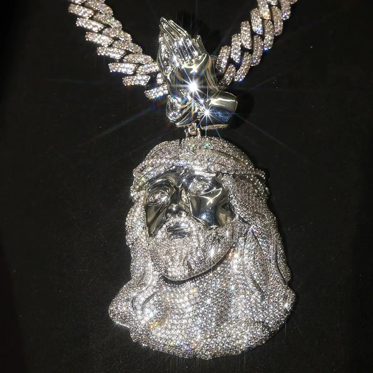 CZ Hip Hop Mens Charm Iced Out Jesus Praying Hands — product view 10